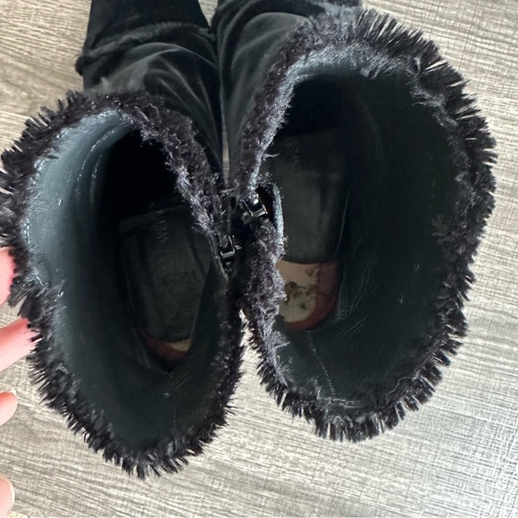 Stuart Weitzman On The Fringe Black Ankle Boots Block Heel Booties Womens Size 9 - Picture 11 of 15